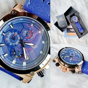 LIGE Watch for Men BLUE Leather Band